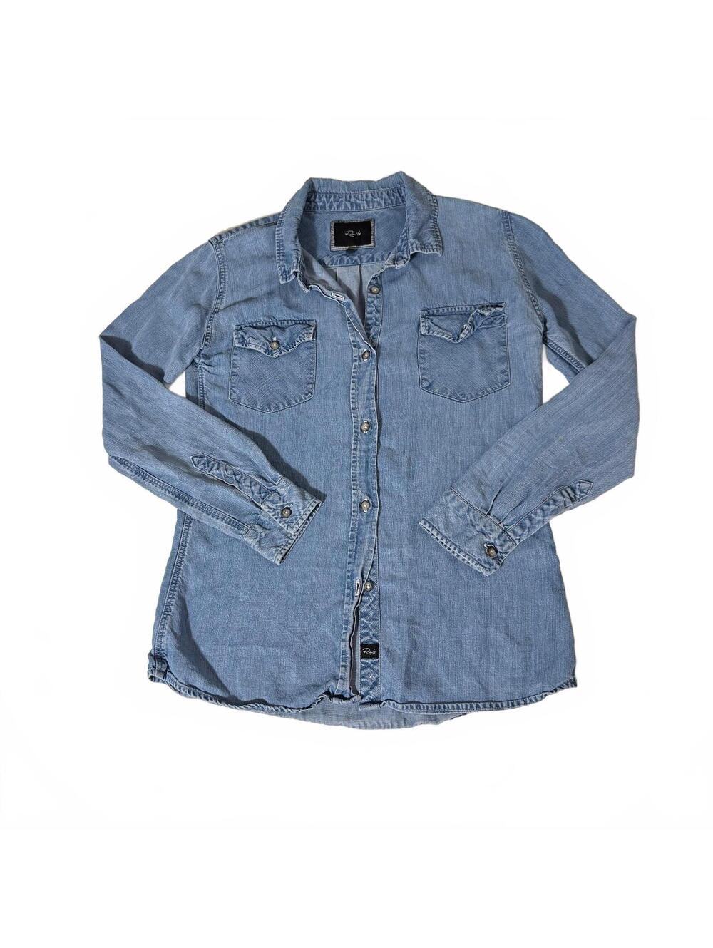 Rails Women's Designer Denim Chambray Western Button-Down Sz S Fall Luxury